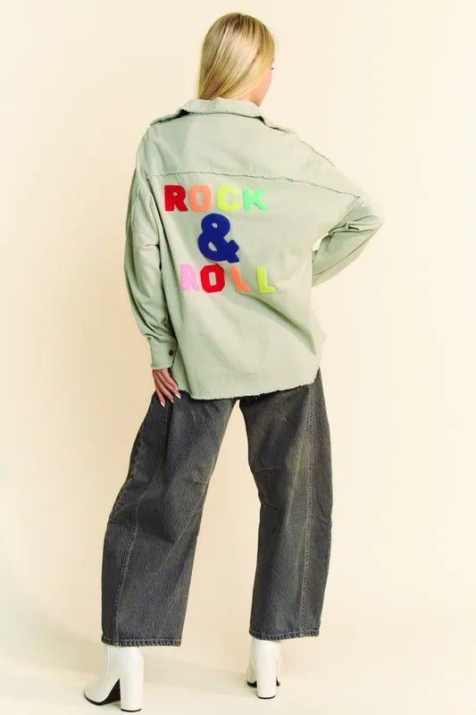Davi & Dani Multi Color Rock & Roll Fringed Hem Loose Fit Shacket - Love Salve
