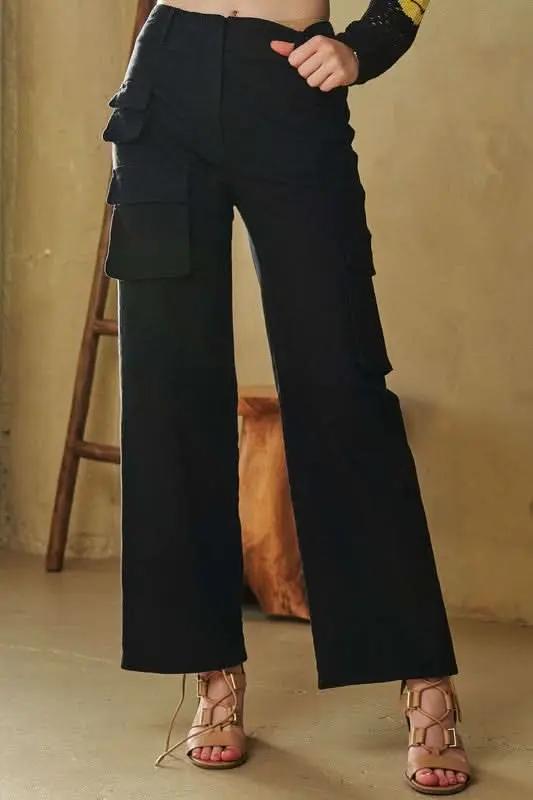 Davi & Dani Utility-Inspired Mid Rise Cargo Trousers - Love Salve 