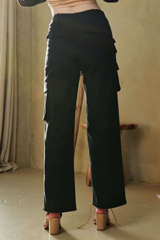 Davi & Dani Utility - Inspired Mid Rise Cargo Trousers - Love Salve