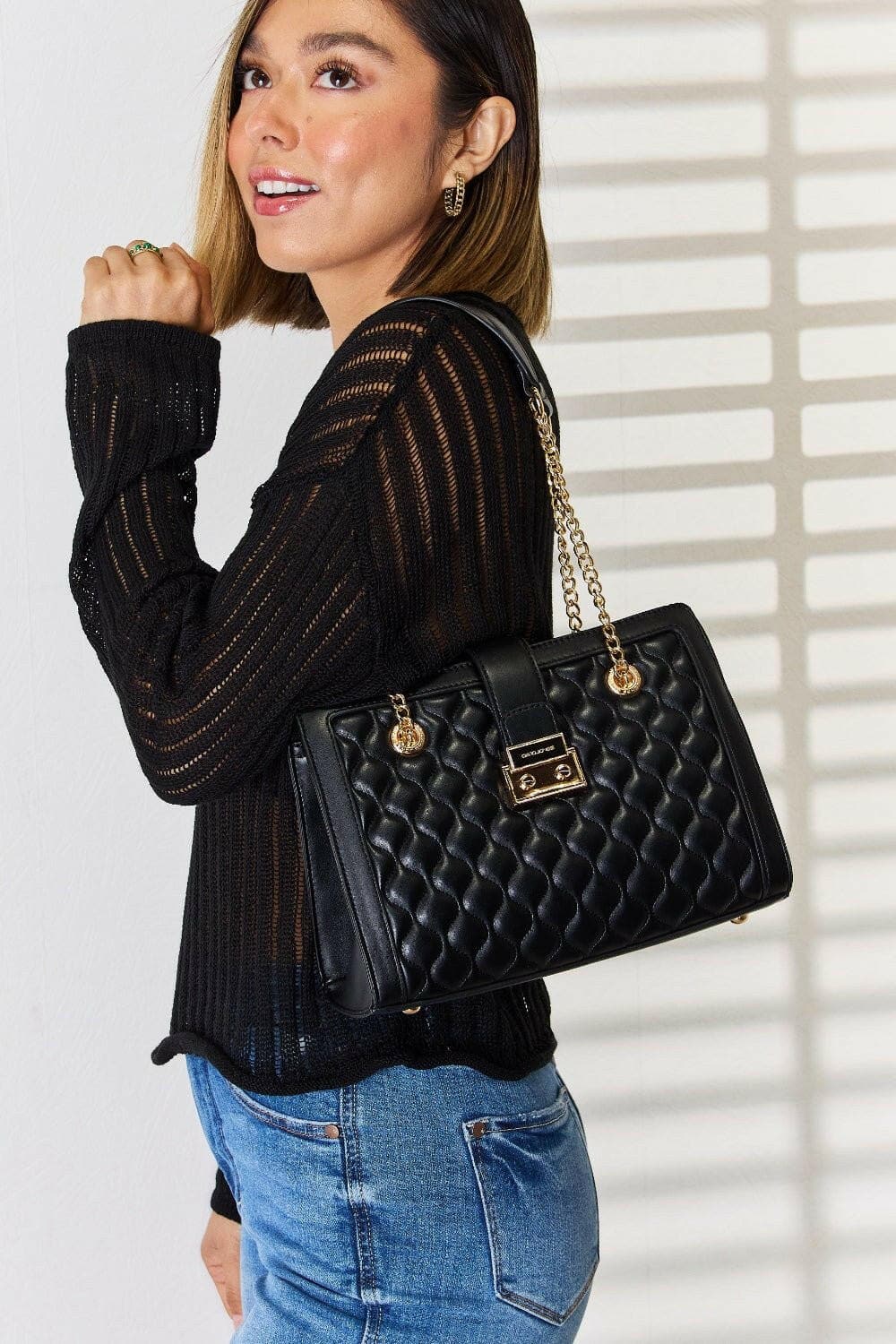 David Jones Quilted PU Leather Handbag - Love Salve