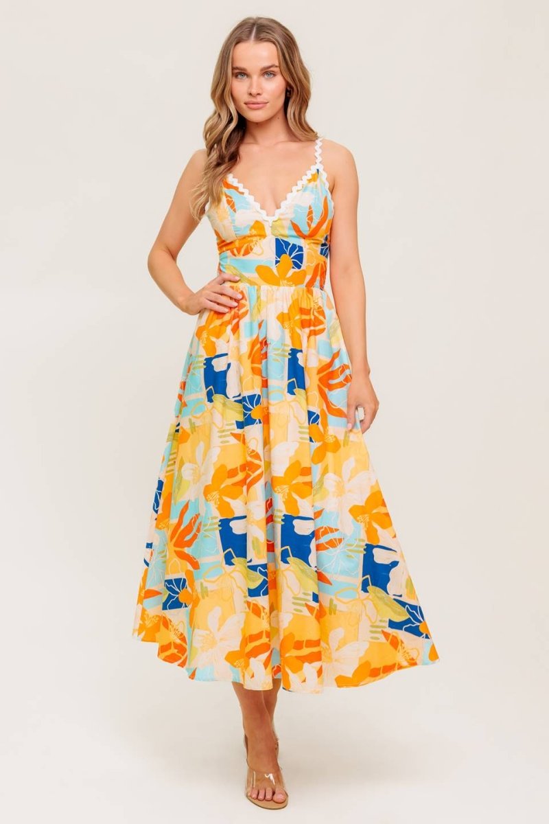DAWN PETAL KISS WOVEN MIDI DRESS - Love Salve