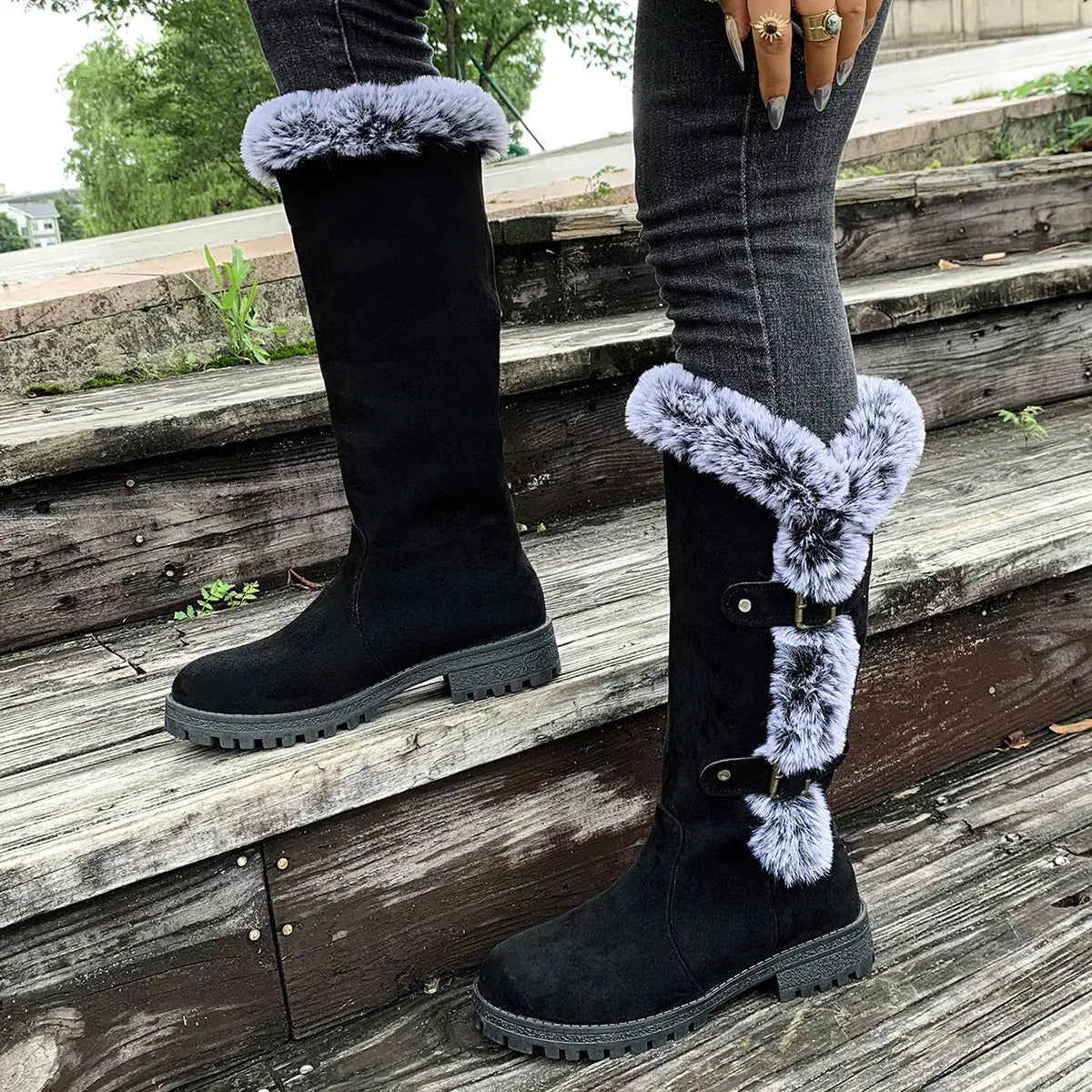 Round Toe Block Heels Boots Simply Love
