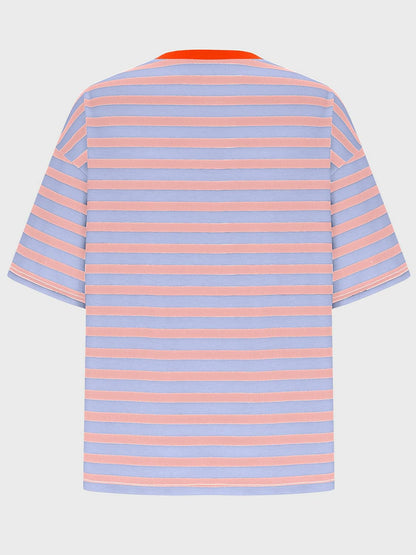 Striped Round Neck Half Sleeve T-Shirt.