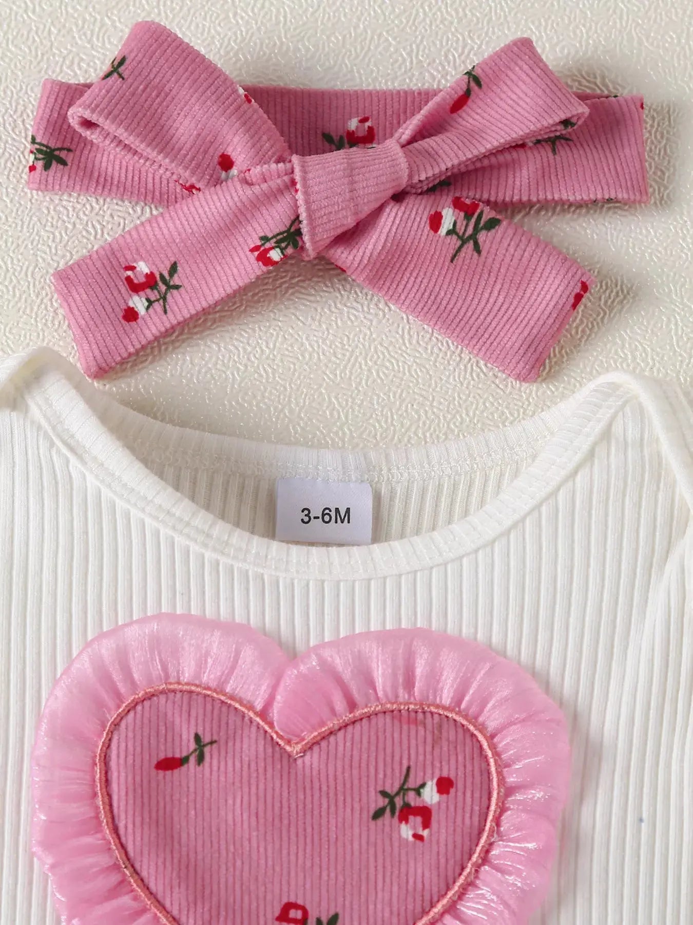 Children's Ruffled Bodysuit and Floral Pants Outfit Set with Headband Simply Love