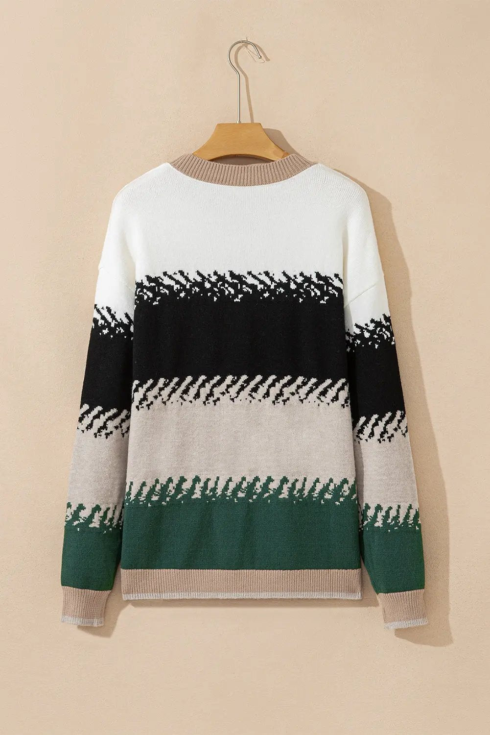 Premium Black Color Block Drop Shoulder Sweater Stylish Pattern Dear-Lover Dropshipping