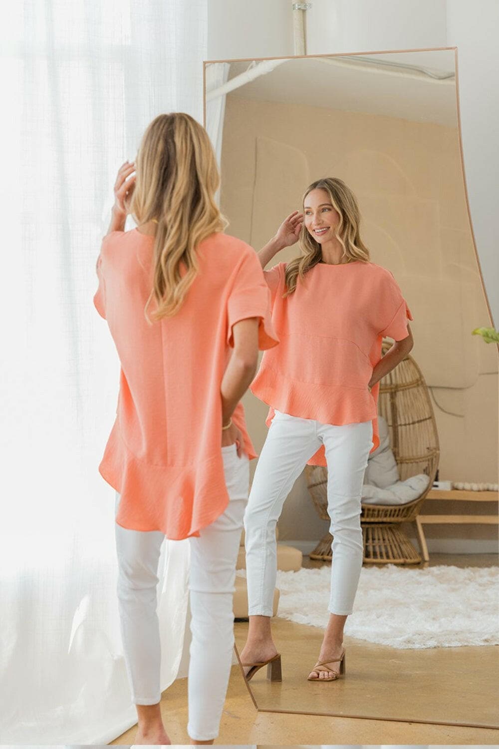 Sew In Love Round Neck Ruffled TopExperience Charm and Versatility
 Elevate your wardrobe with the Sew In Love Round Neck Ruffled Top, a stylish addition that combines elegance and adaptability. WithLove Salve Love Round Neck Ruffled Topjust arrived