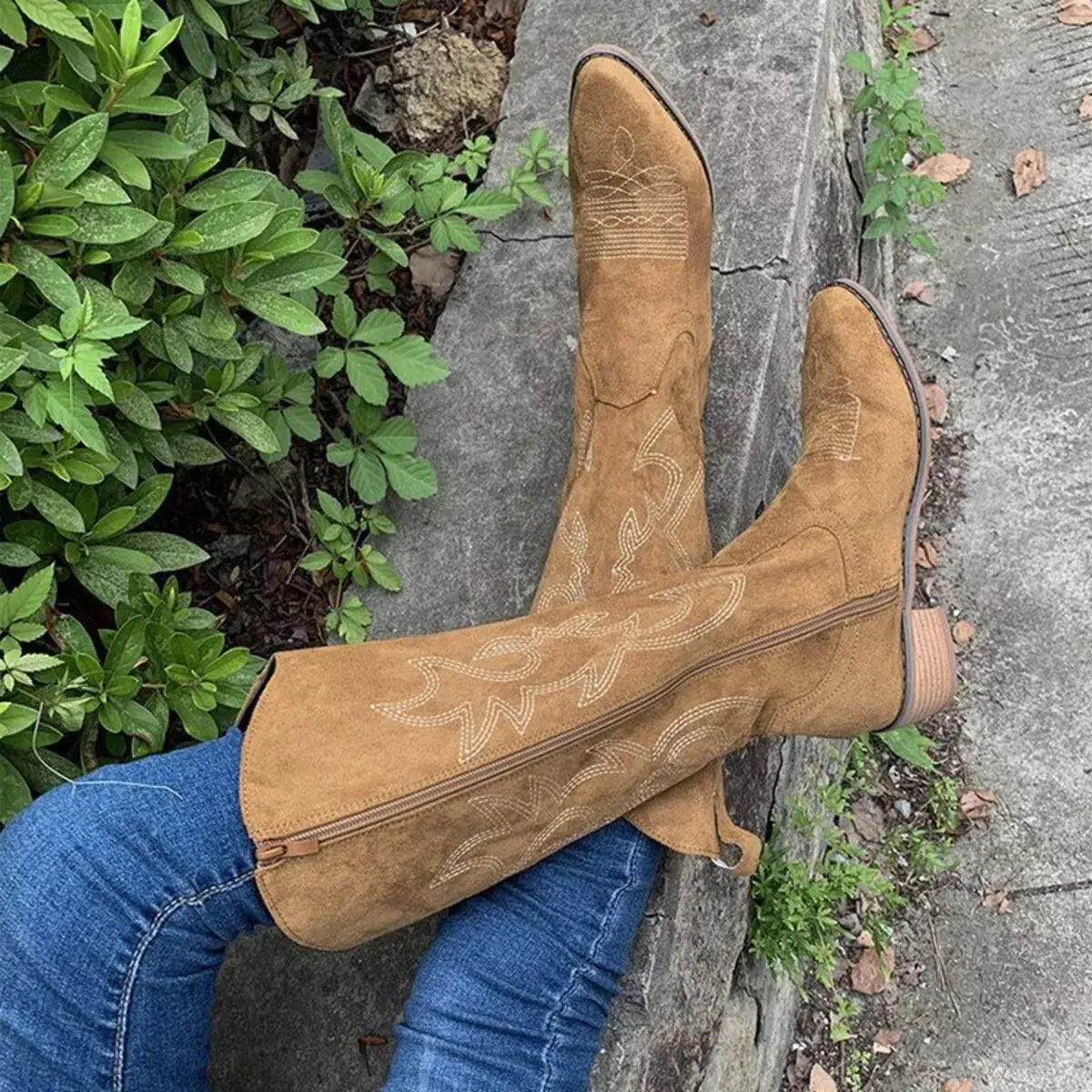 Point Toe Block Heels Boots Simply Love