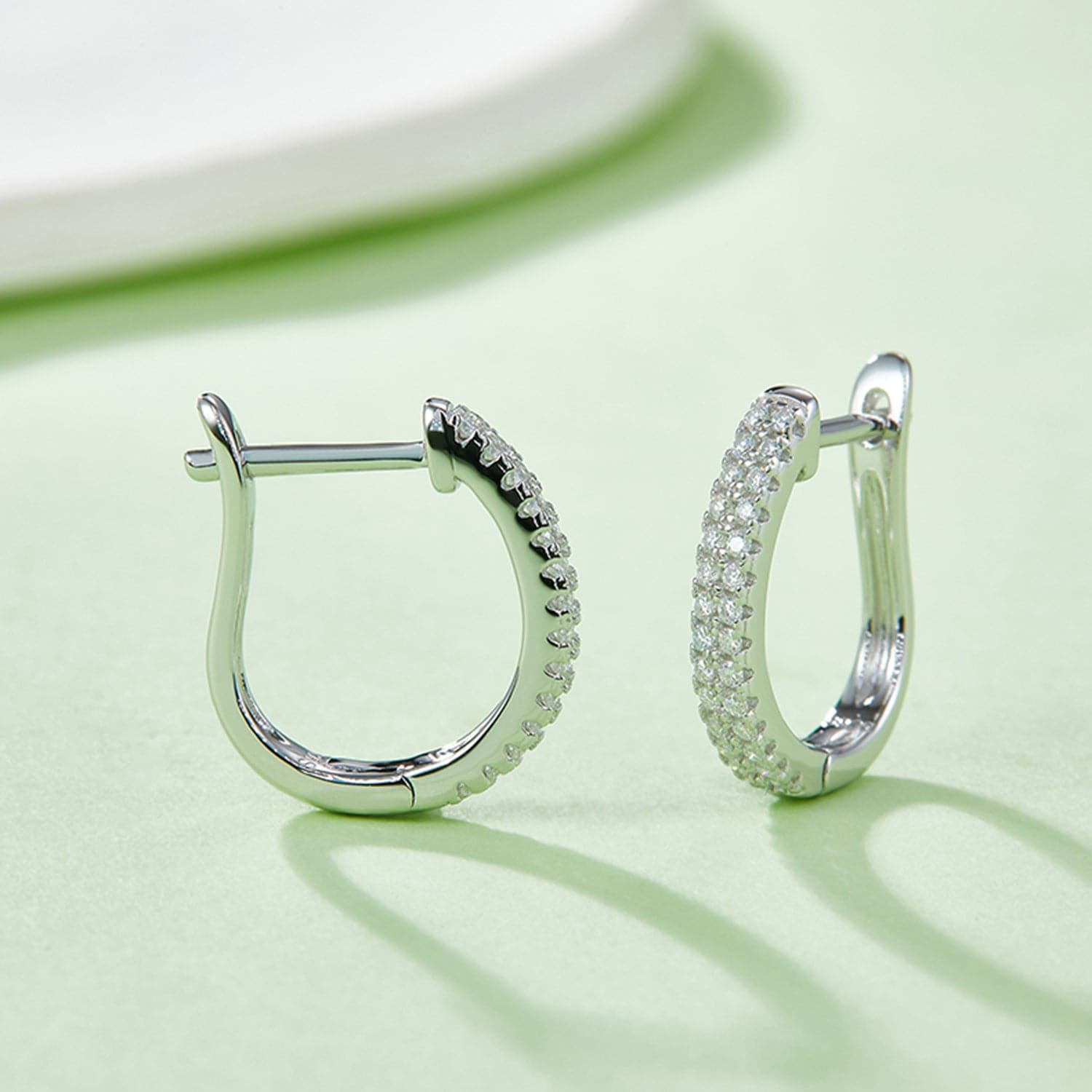 Moissanite 925 Sterling Silver Huggie Earrings.