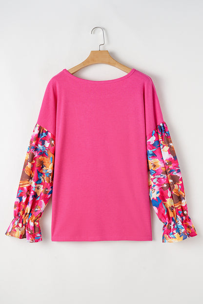 Bright pink plus-size floral top