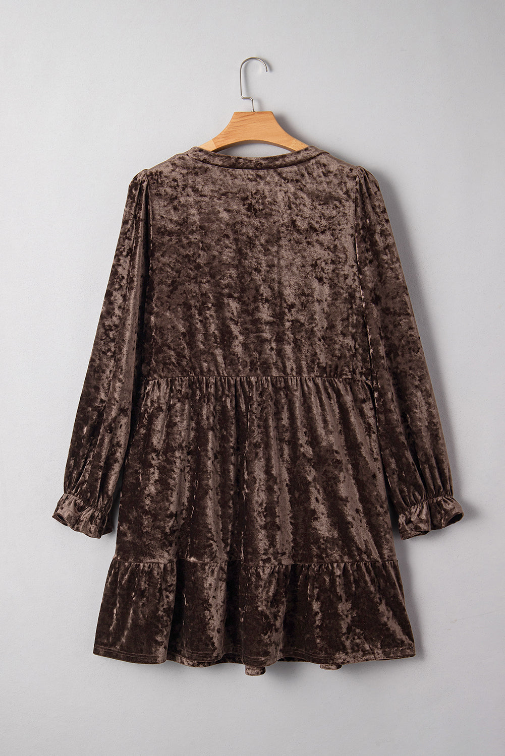 Coffee Plus Size Velvet Babydoll Mini Dress Puff Sleeve Dear-Lover Dropshipping