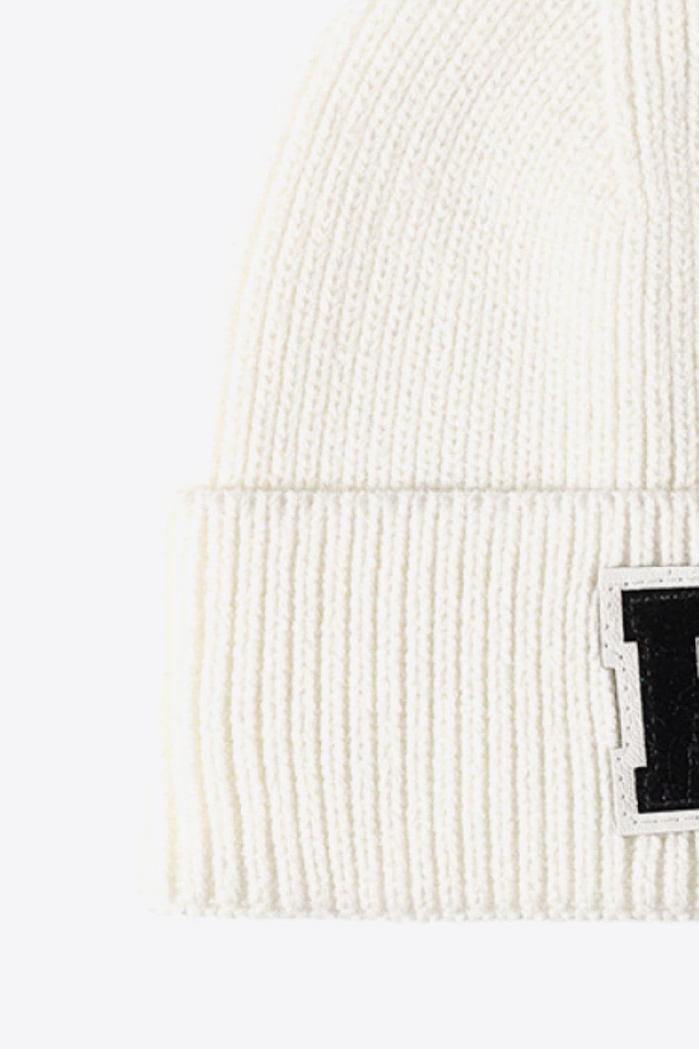 Letter Patch Cuffed Knit Beanie.