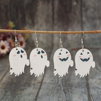 Whimsical ghost dangle earrings in alloy and acrylic