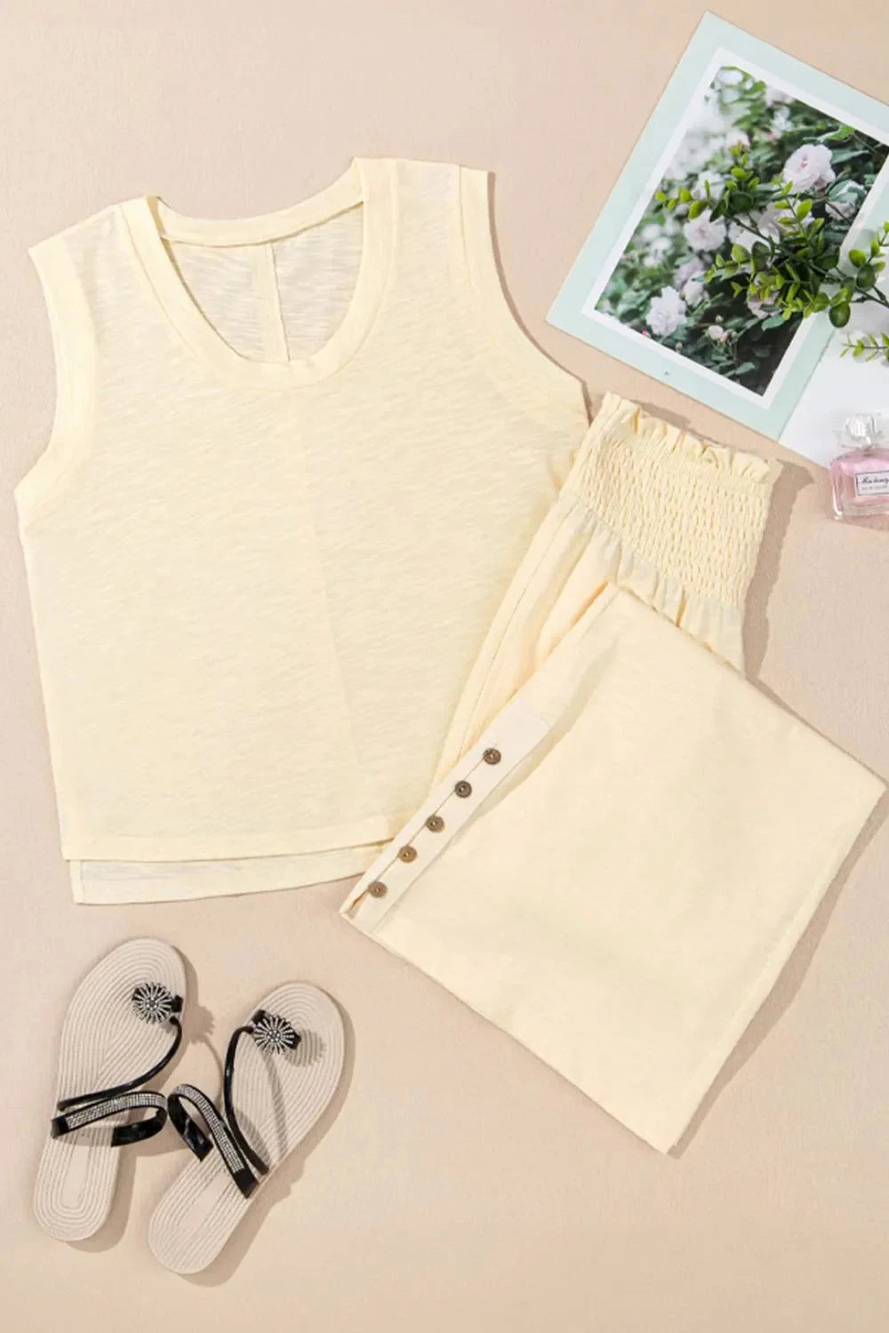 Simply Love: Smocked Waist Tank & Pants Set Simply Love
