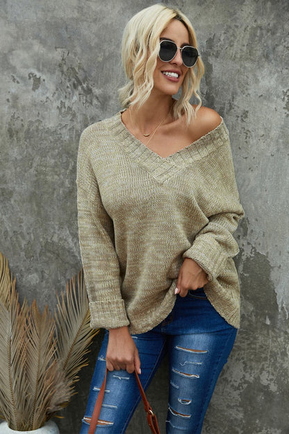 V-Neck Dropped Shoulder Sweater.