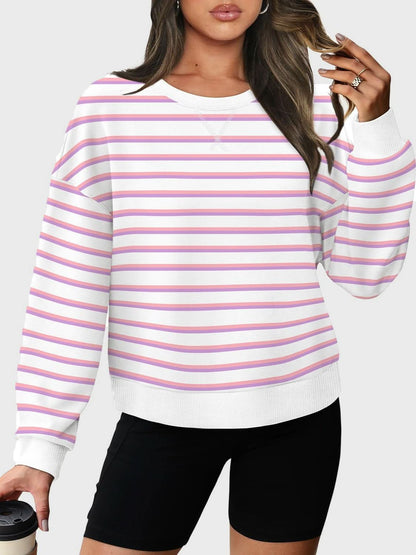 Cozy stripes: Long sleeve round neck sweatshirt