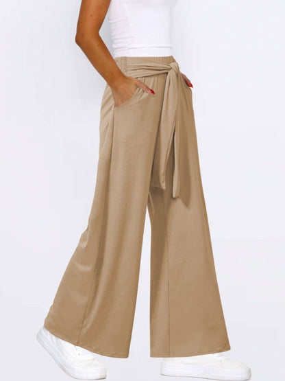 Chic tied wide-leg pants with convenient pockets