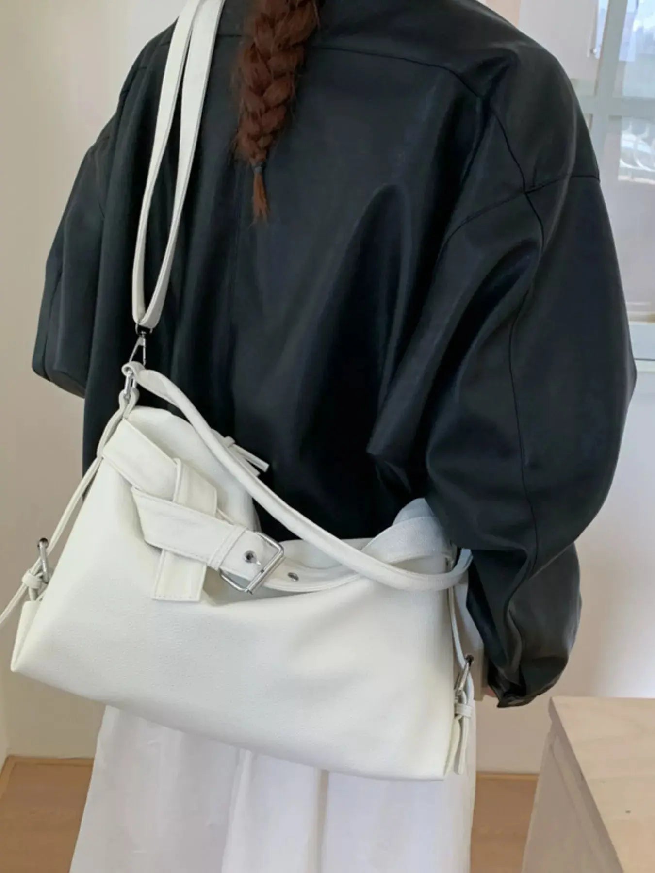 Decor Buckle Leather Shoulder Bag Simply Love