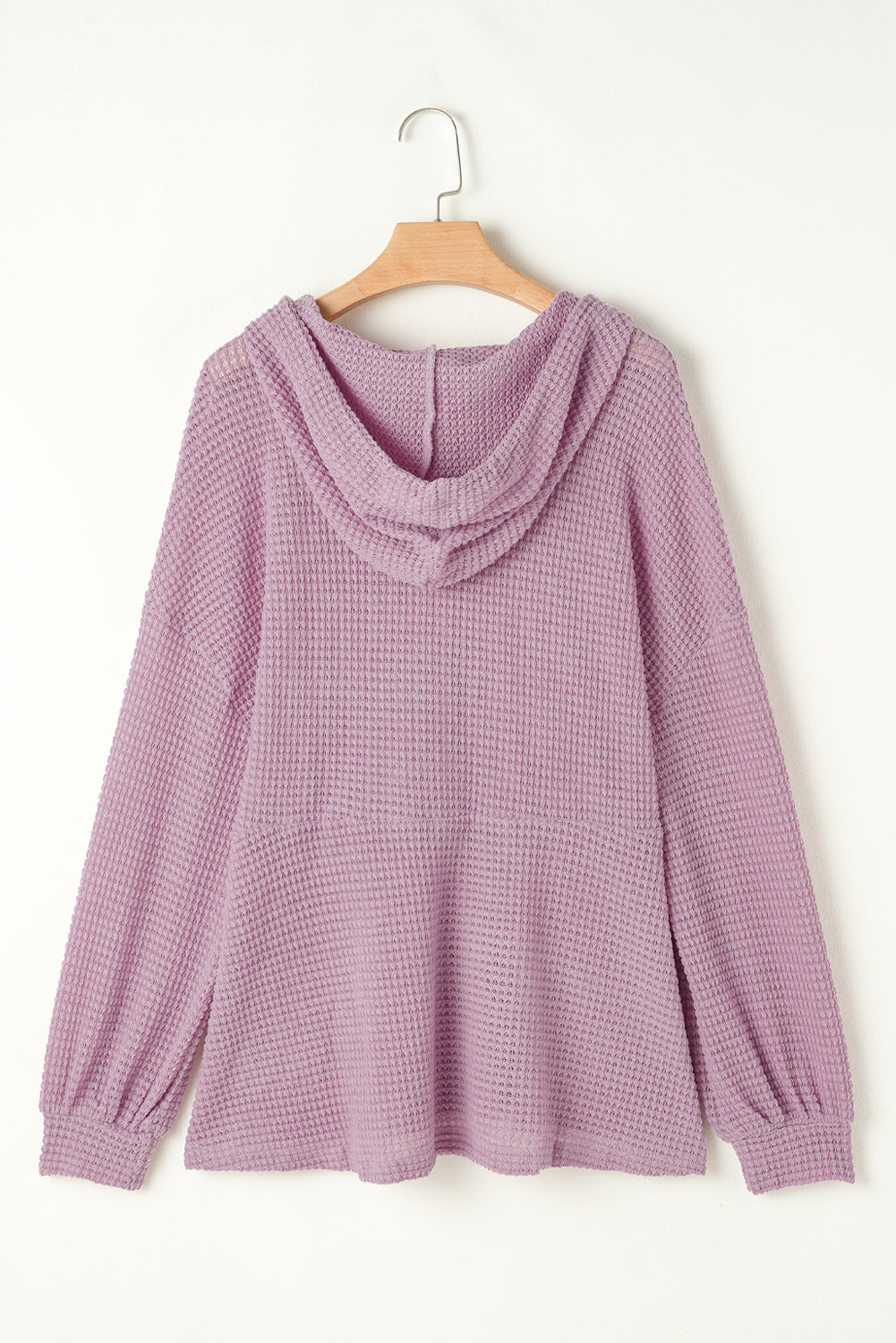 Cozy plus size hooded top with buttons