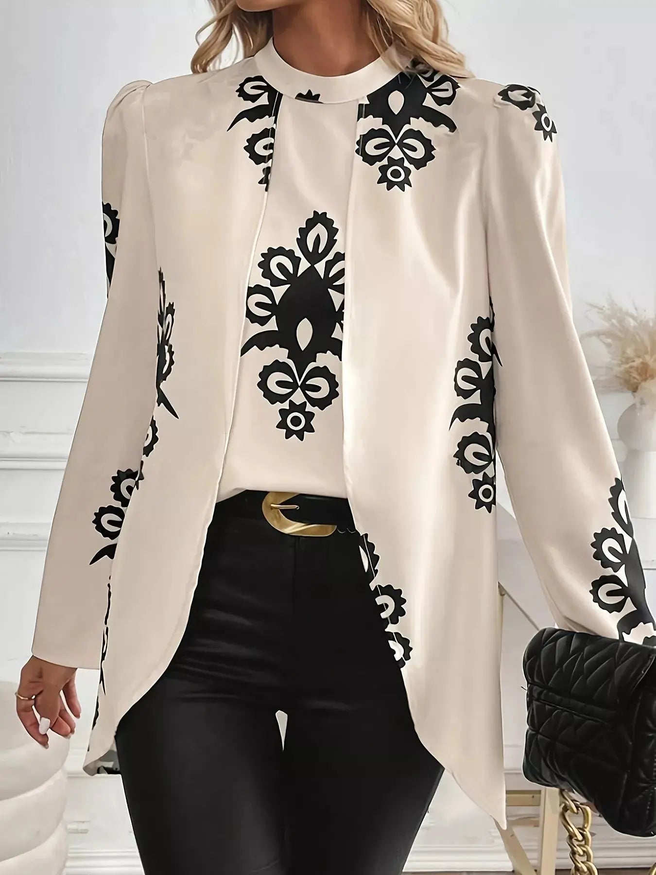 Printed Long Sleeve Blouse Simply Love