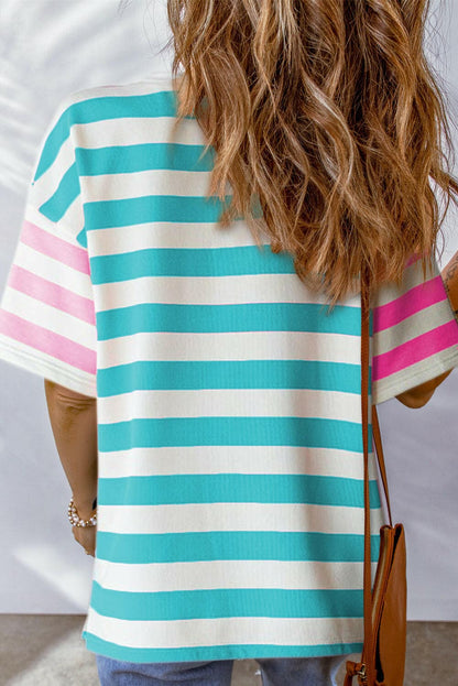 Striped Round Neck Half Sleeve T-Shirt.