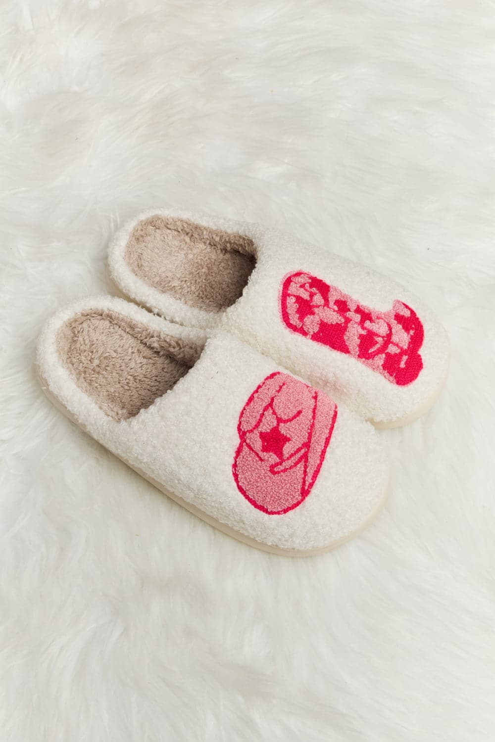 Melody Printed Plush Slide Slippers.