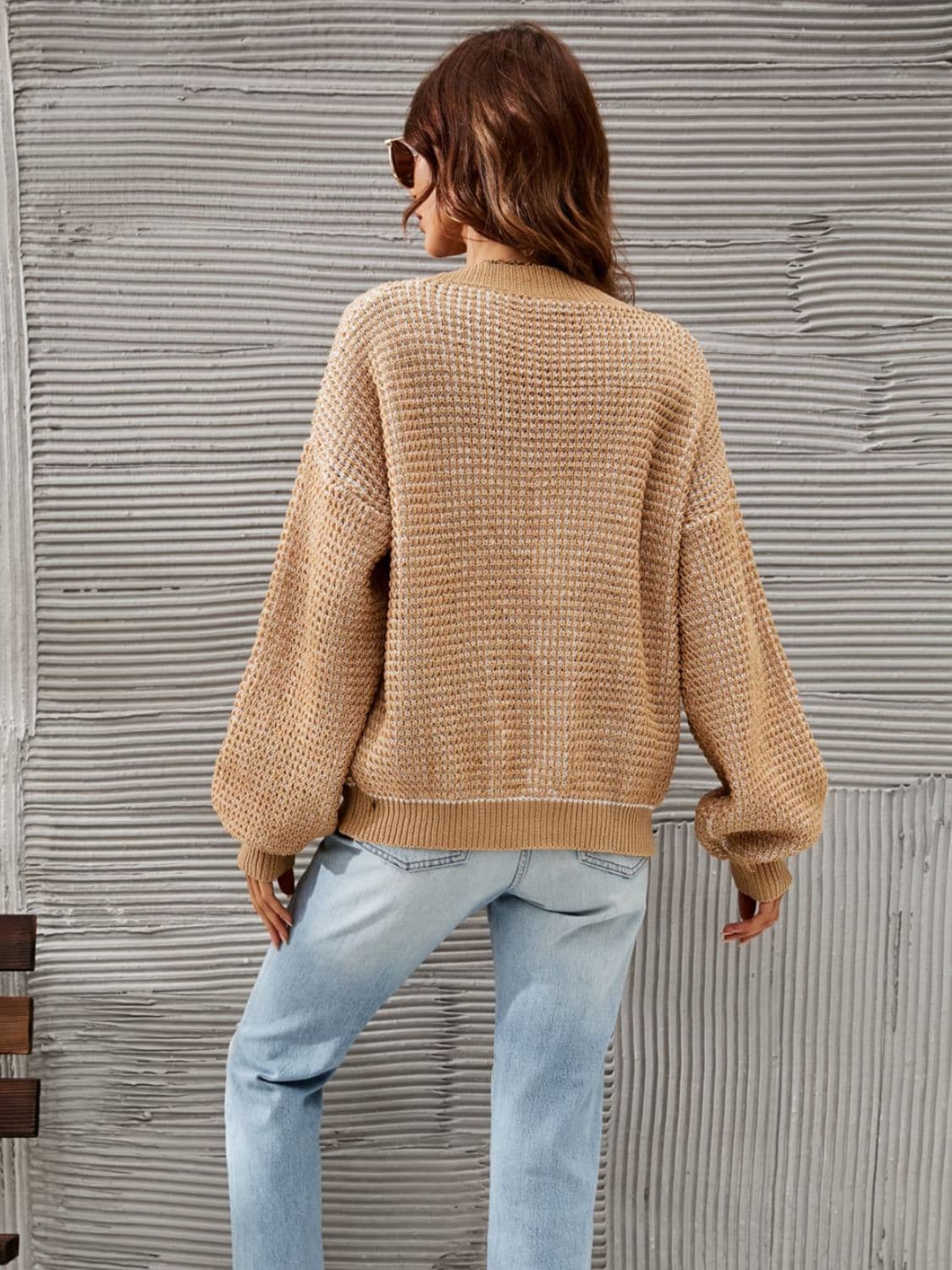 V-Neck Dropped Shoulder Cardigan.