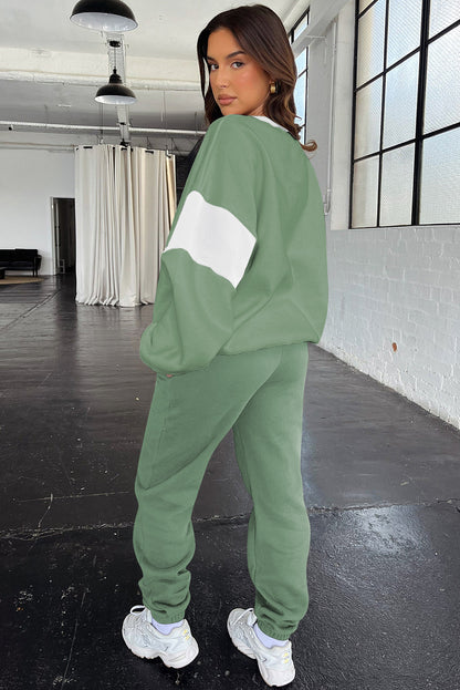 Clearly Aqua Drop Shoulder Sweatshirt Joggers Active Set
