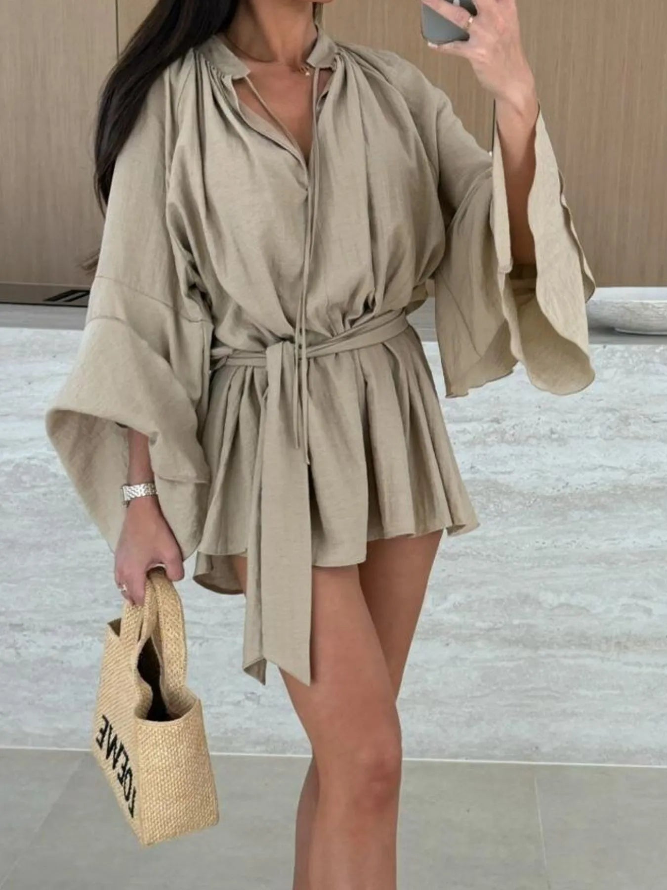 Flirt & Flow Bell Sleeve Mini Dress