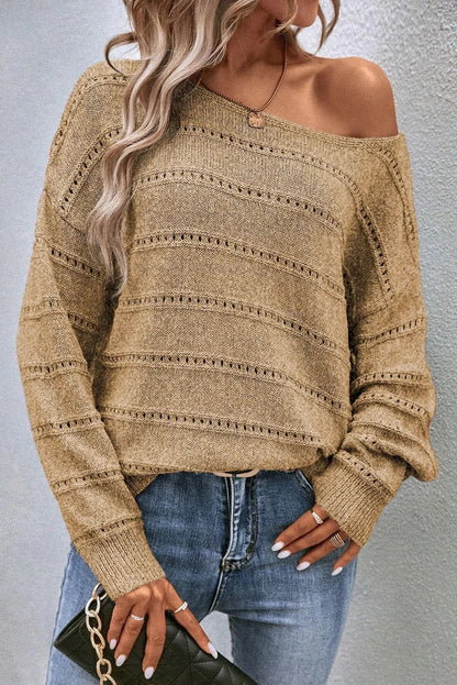 Boat Neck Dropped Shoulder SweaterFeatures: Eyelet
Stretch: No stretch
Material composition: 100% polyester
Care instructions: Machine wash cold. Tumble dry low.
Imported


Size
US
Bust
Shoulder
SleeLove Salve Boat Neck Dropped Shoulder SweaterKnit Tops