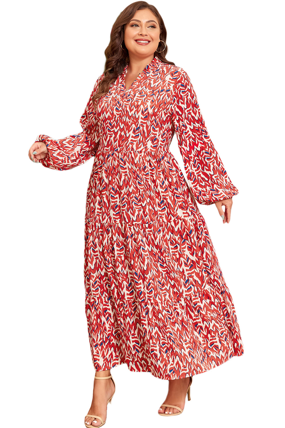 Chic plus size abstract maxi dress