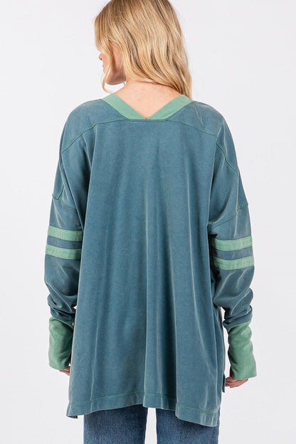 SAGE + FIG Mineral Wash Side Slit Contrast Top.