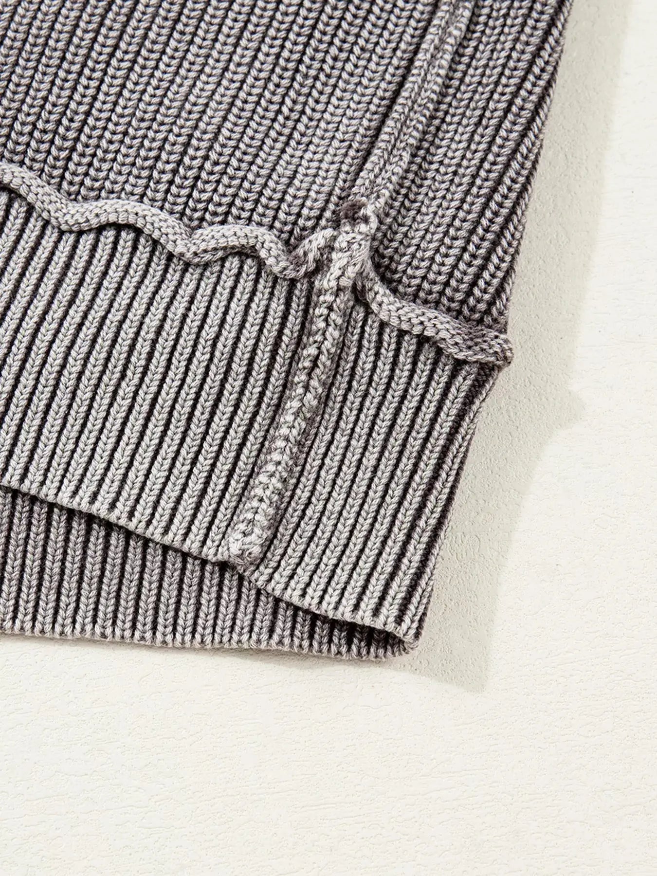 Mineral Wash Exposed Seam Patchwork Knit Open Sweater Cardigan Simply Love