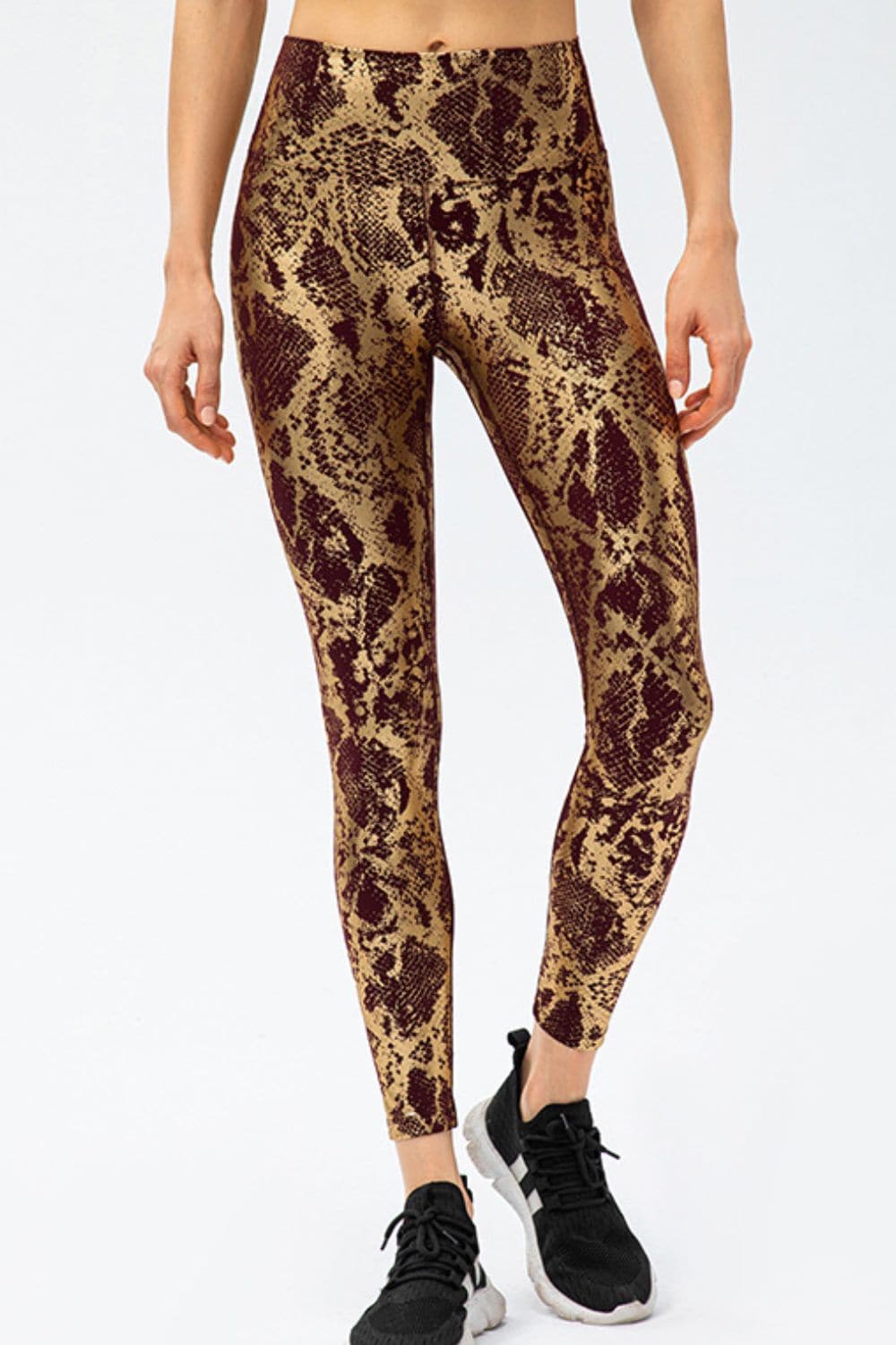 Animal Print Slim Fit Wide Waistband Long Sports Pants.