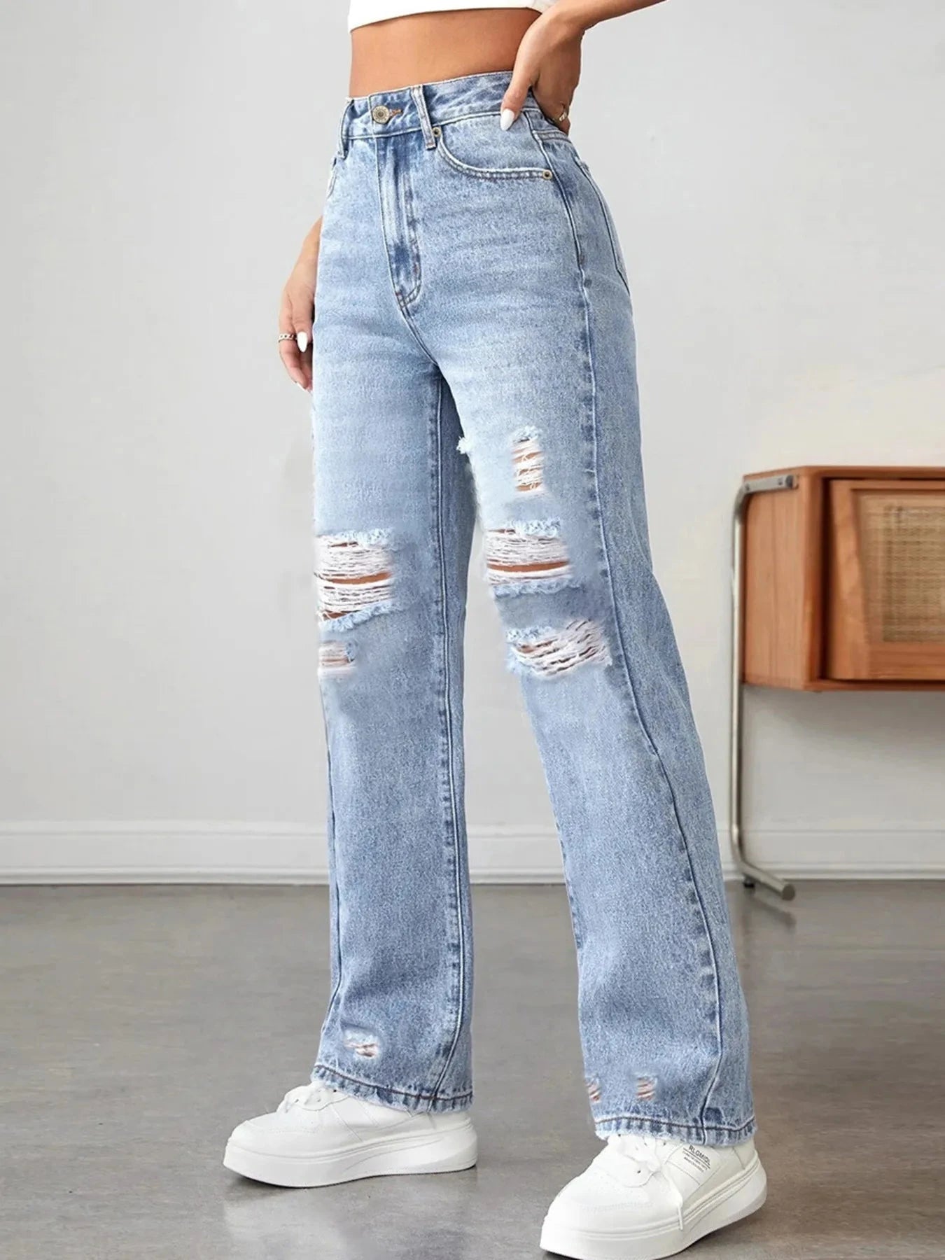 Distressed High Waisted Jeans Coco’s Tee Boutique