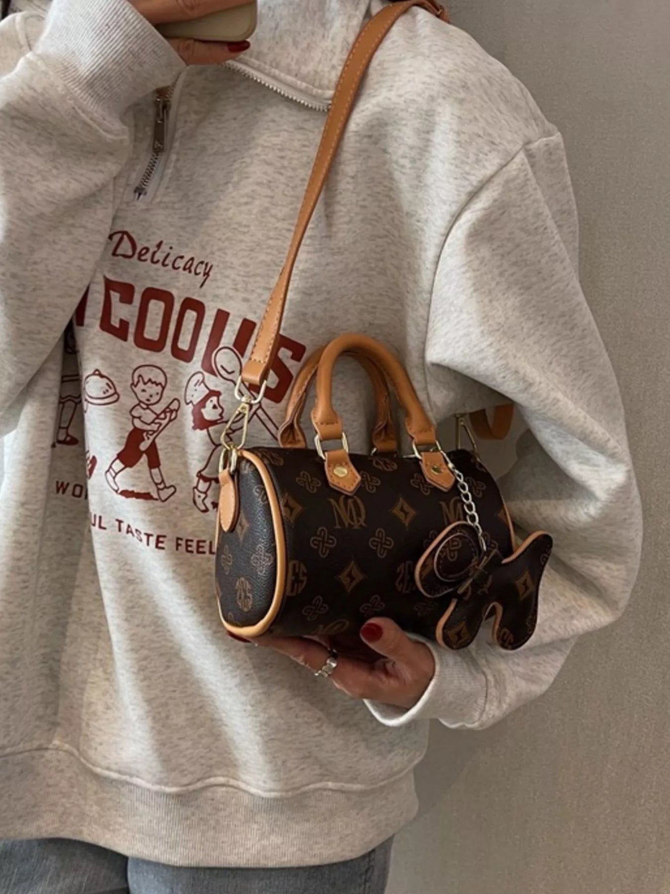 Barrel Crossbody Bag with Charm Simply Love