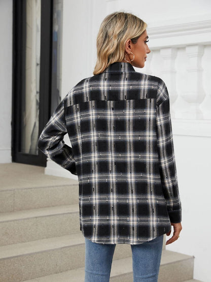 Plaid Button Up Long Sleeve Shirt.