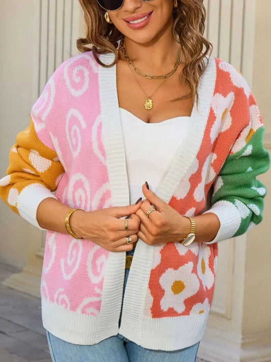 Colorful Open Front Cardigan Simply Love