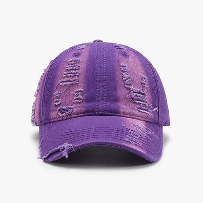 Distressed Adjustable Cotton Baseball Cap.