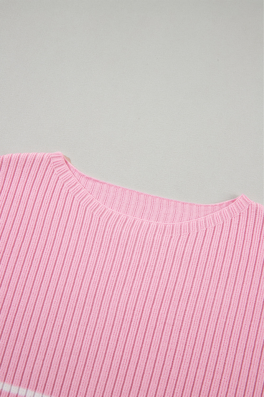 Chic pink striped ribbed plus-size tee for ultimate comfort