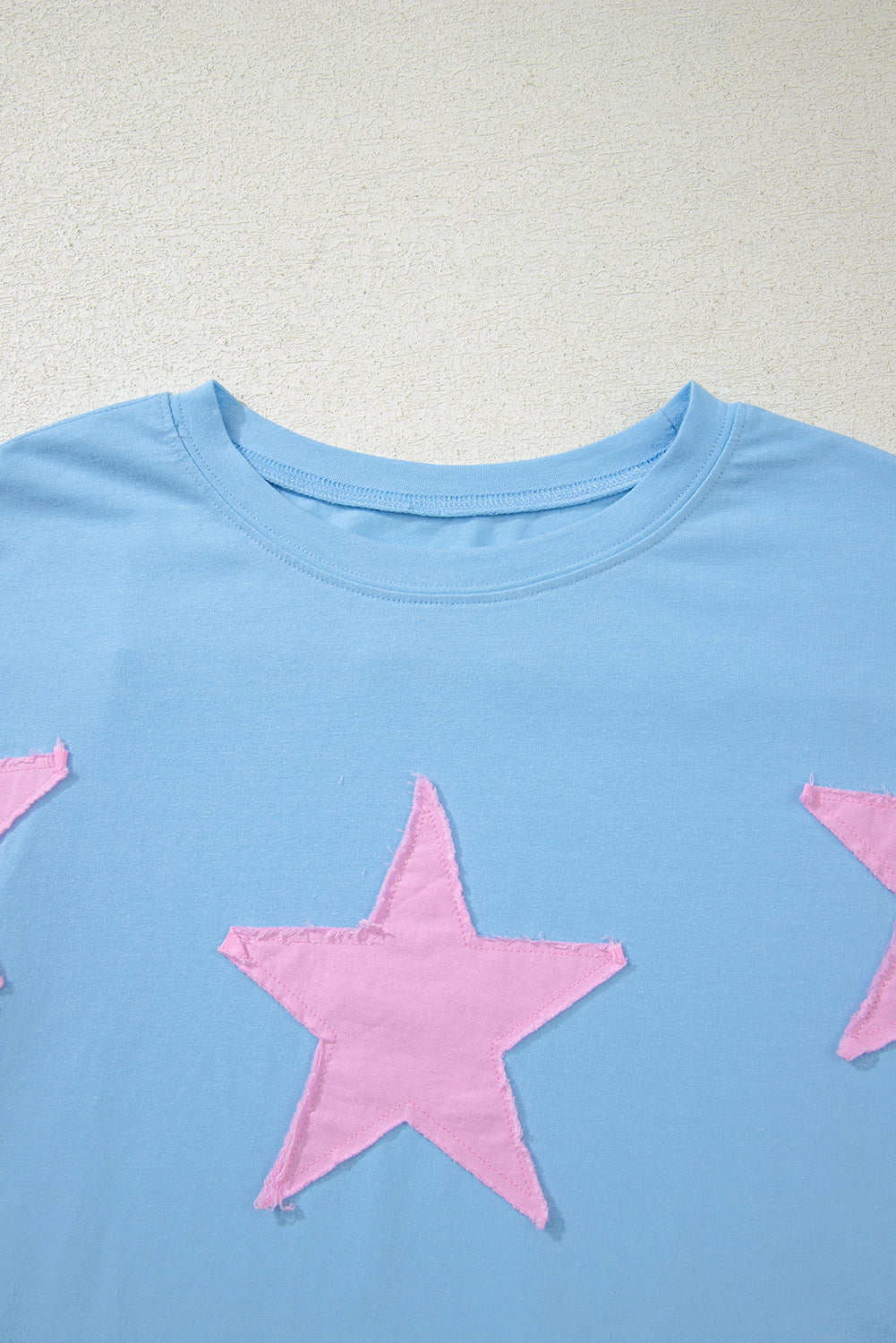Myosotis Frayed Denim Star Patched Oversize T Shirt Love Salve