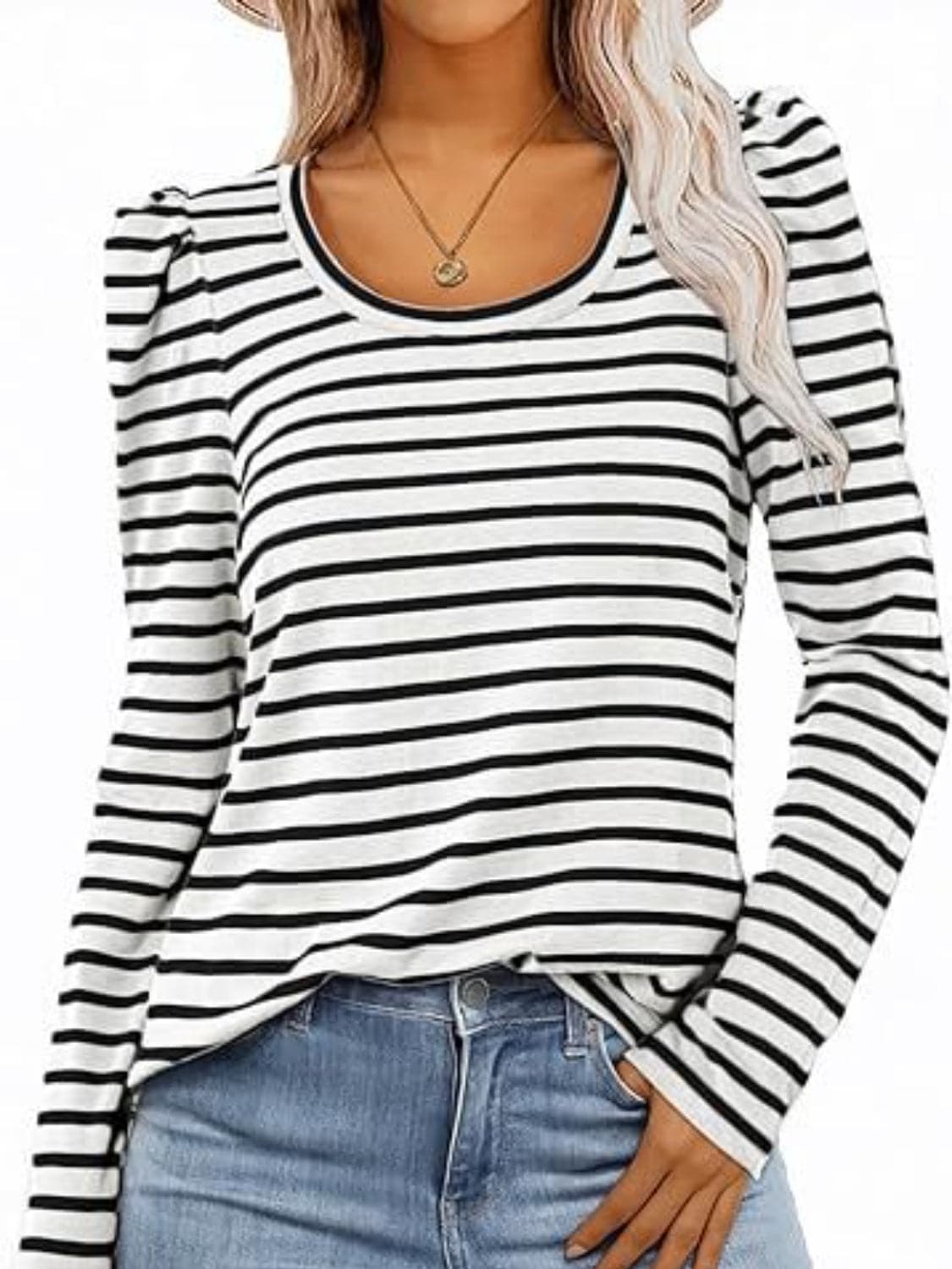 Stylish striped long sleeve tee for versatile fashion