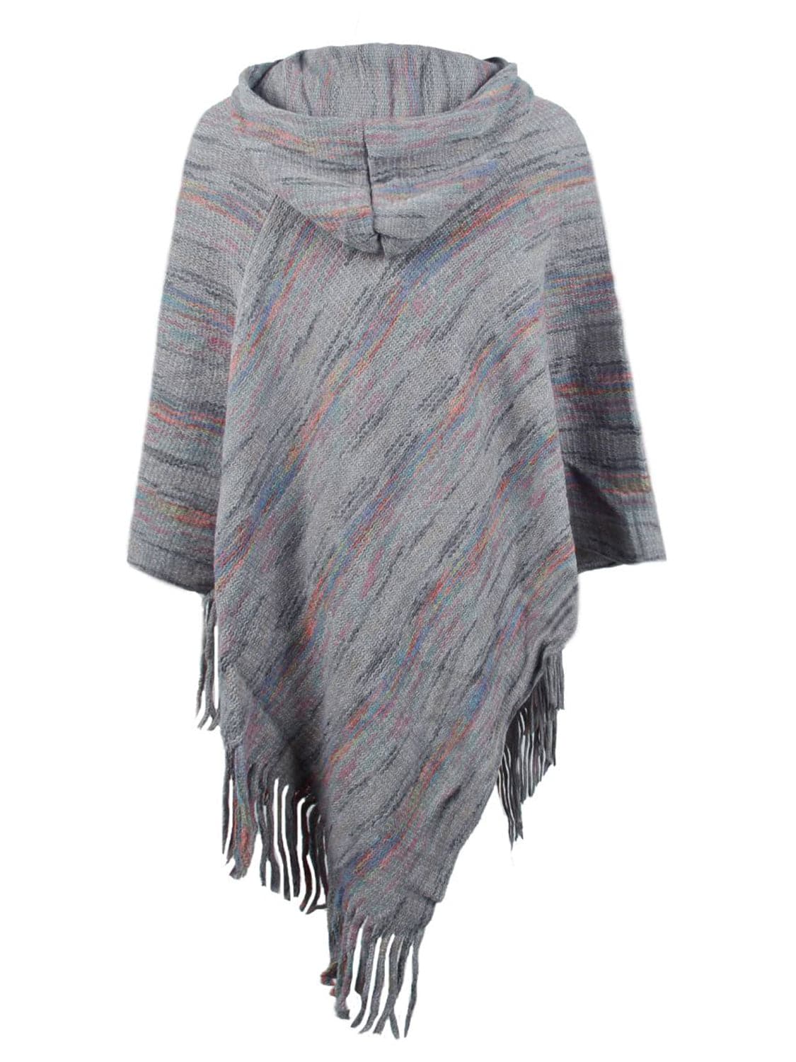 Fringe Hem Hooded Poncho.