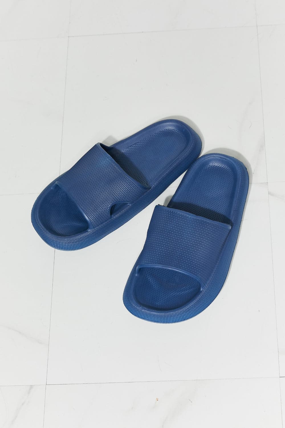 MMShoes Arms Around Me Open Toe Slide in Navy.