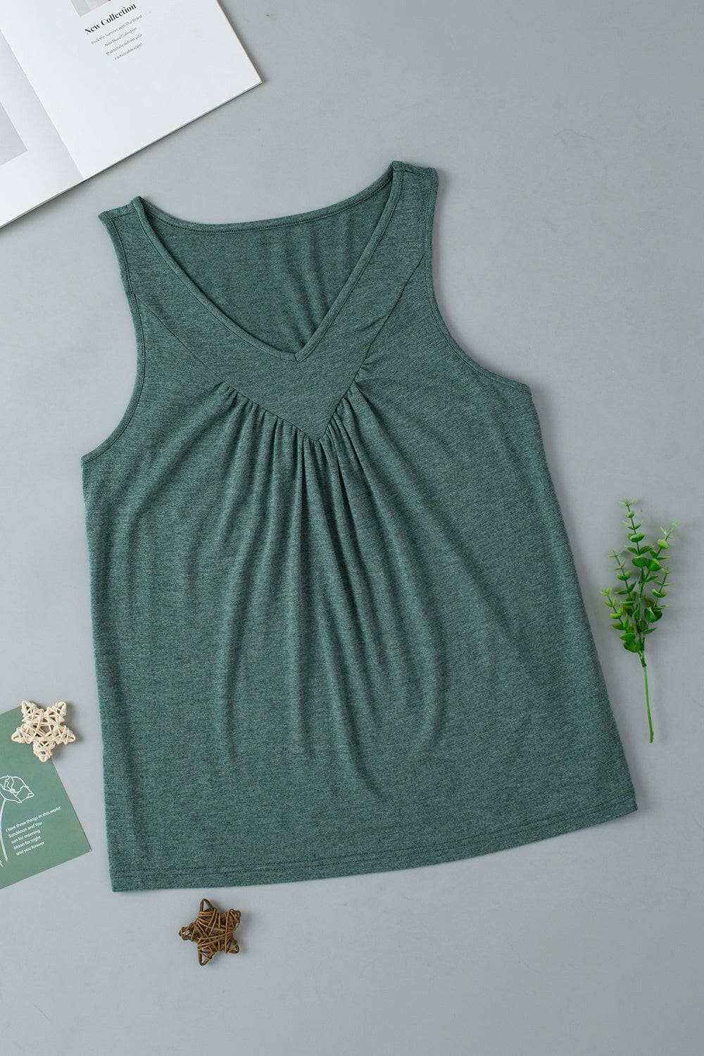 V-Neck Wide Strap Tank.