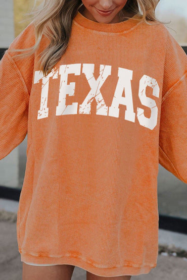 TEXAS Round Neck Long Sleeve Sweatshirt.