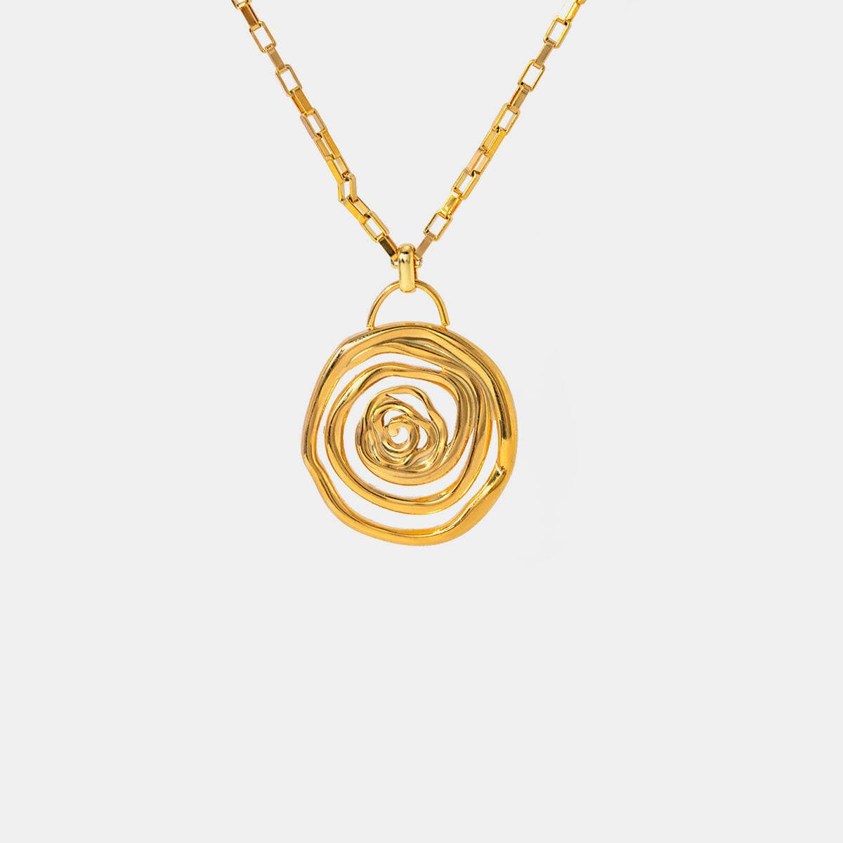 18K Gold-Plated Stainless Steel Spiral Pendant Necklace.