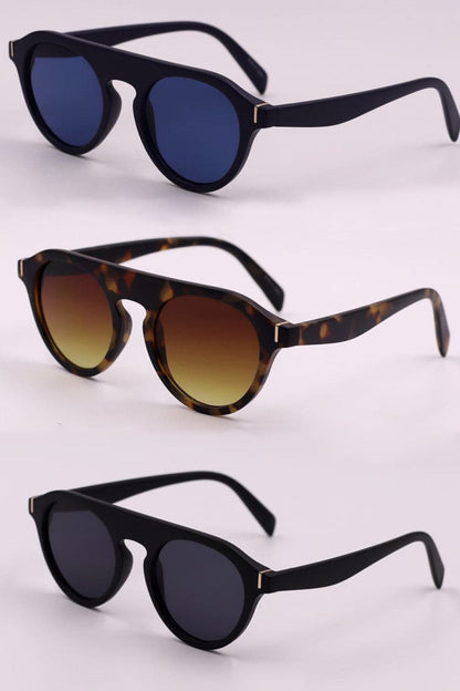 3-Piece Round Polycarbonate Full Rim Sunglasses.