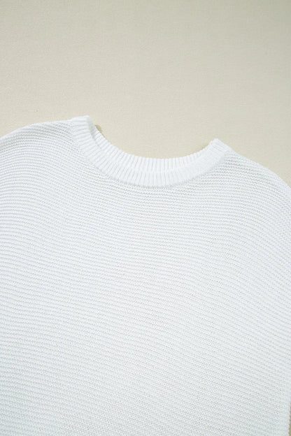 Side Slit Round Neck Knit Top