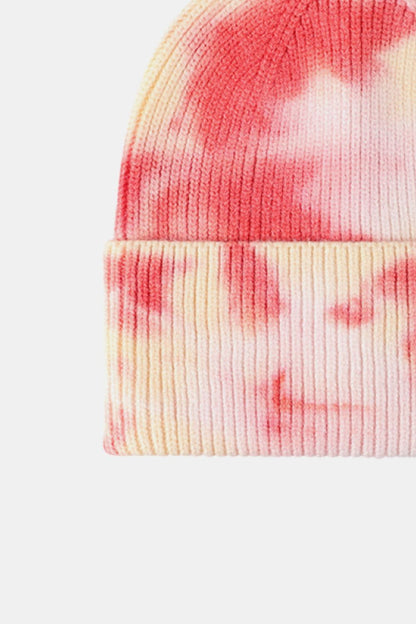 Tie-Dye Cuffed Rib-Knit Beanie Hat.