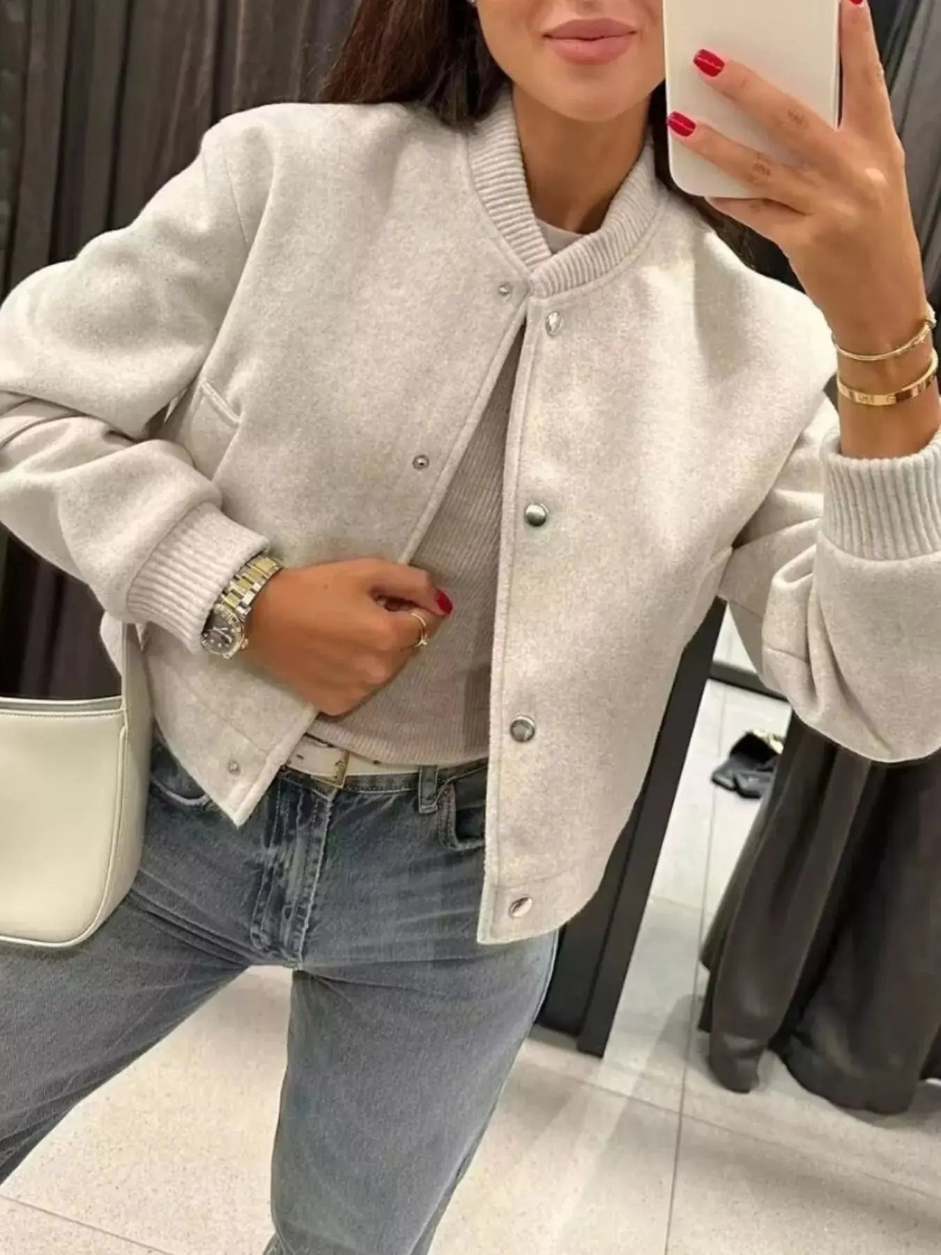 Snap Down Cropped Jacket Simply Love